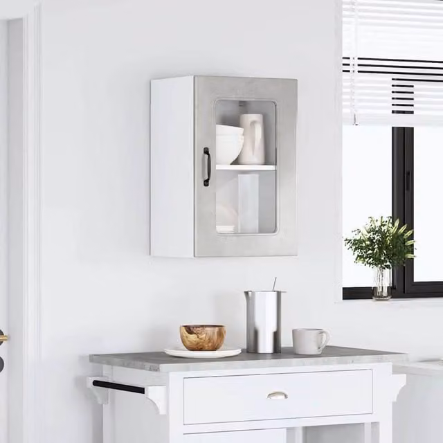 Berkfield Home Kalmar Kitchen Wall Cabinet with Glass Doors in Grey Sonoma Wood, W/D/H: 60 x 40 x 31 cm