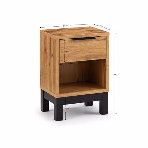 Julian Bowen Bali 1 Drawer Bedside Table in Oak – 2