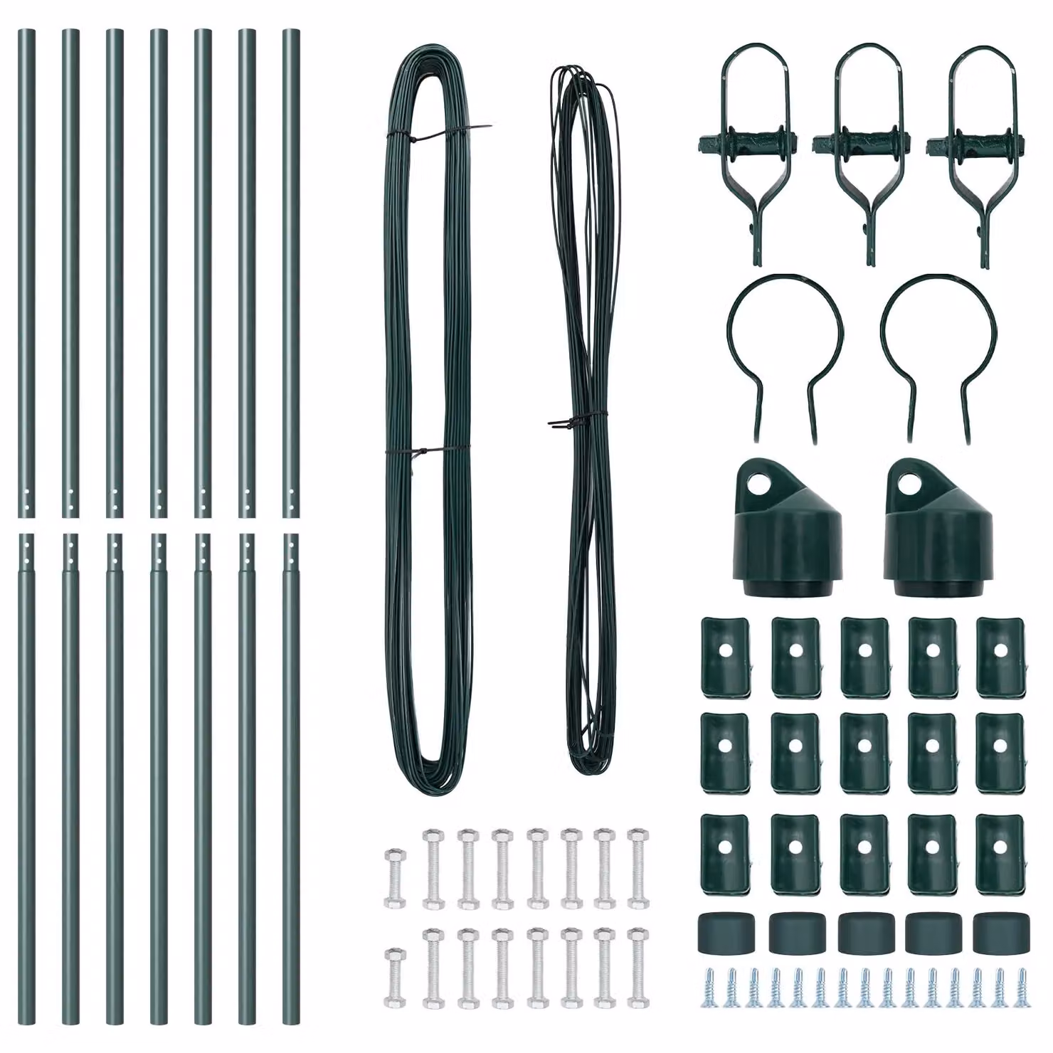 Berkfield Home Set of 7 Green Round Galvanised Steel Fence Posts, Height: 150 cm – 3