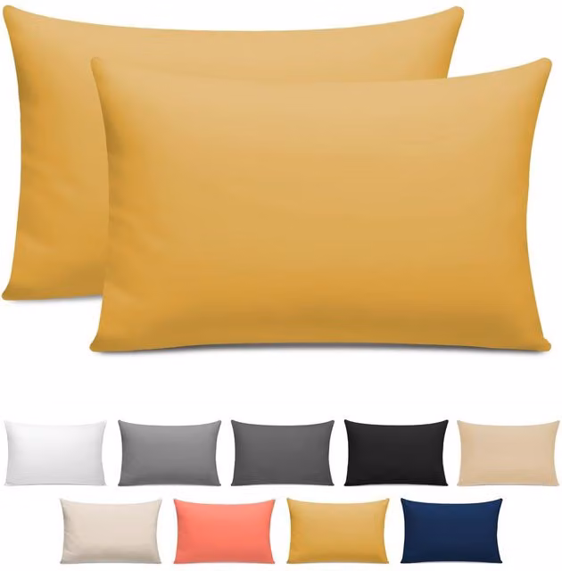 Grace Pack of 2 Standard Egyptian Cotton Pillowcases with Envelope Closure in Yellow – 1