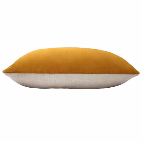 Furn Contra Velvet Rectangular Cushion with Polyester Filling in Yellow, W: 60 cm, H: 40 cm
