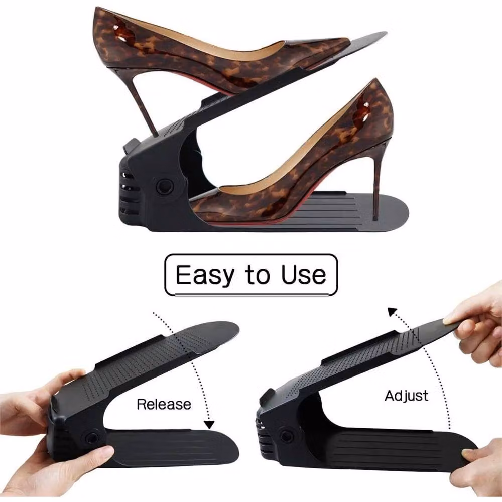 Nordara Black Adjustable 12-Slot Shoe Organiser Rack Space Saver – 5