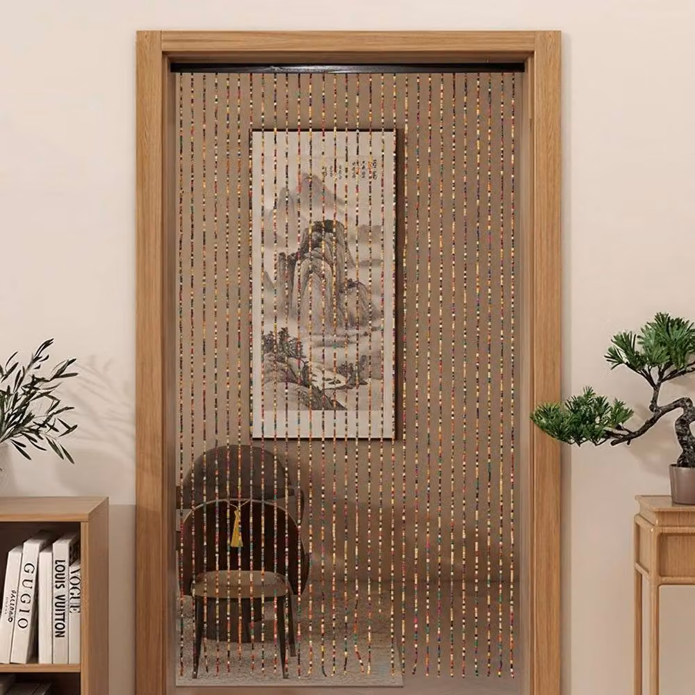 FLAVORA Red and Multicolour Wooden Beaded Door Curtain Divider with 27 Strings – 3