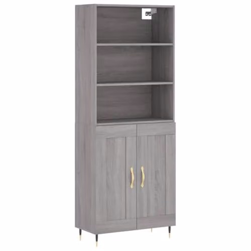 vidaXL Highboard in Grey Sonoma, W/D/H: 69.5 x 34 x 180 cm