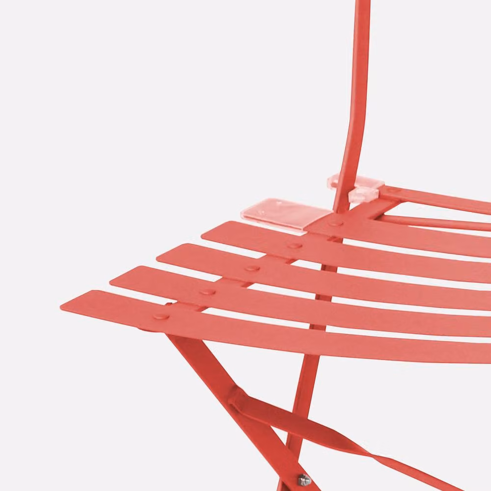 sweeek Set of 2 Folding Metal Garden Chairs in Terracotta, H 80.5 x W 49.5 x D 41 cm – 2