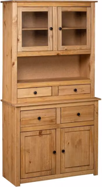 Berkfield Home Panama Range Solid Pine Highboard in Brown, W/D/H: 93 x 40.5 x 180 cm