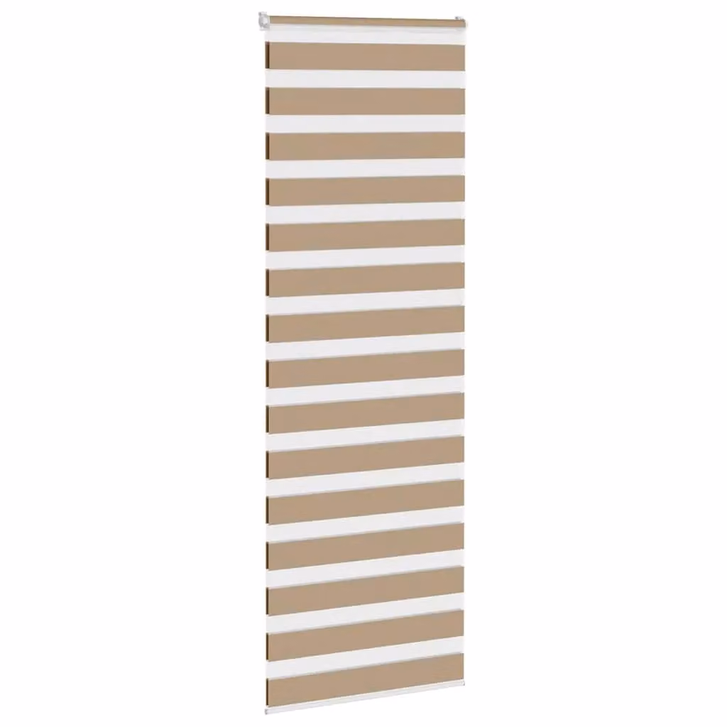 Berkfield Home Zebra Blind in Sand Brown, W: 85 cm, H: 200 cm, Polyester Fabric – 2