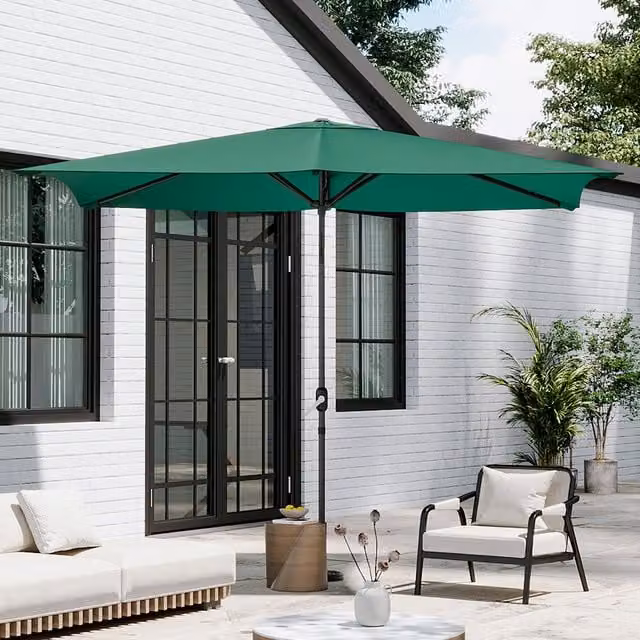 Breeins Large Rotating Outdoor Parasol, Green, 3m