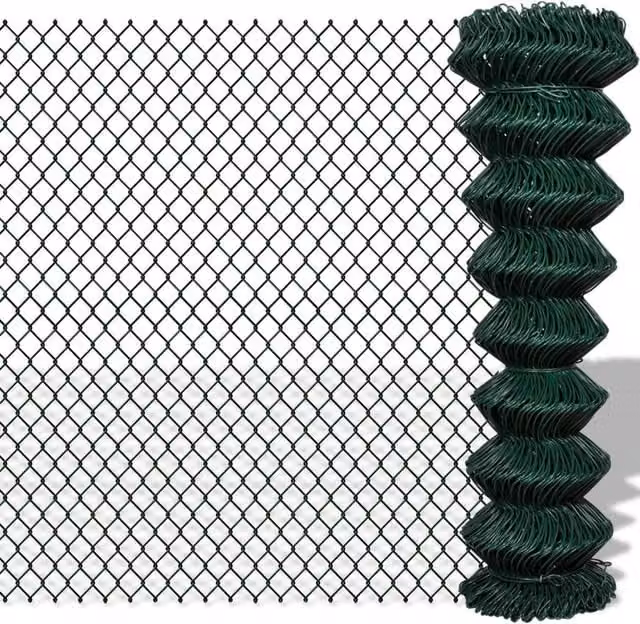 Berkfield Home Green PVC Coated Steel Chain Link Fence, 1.5 x 15 m