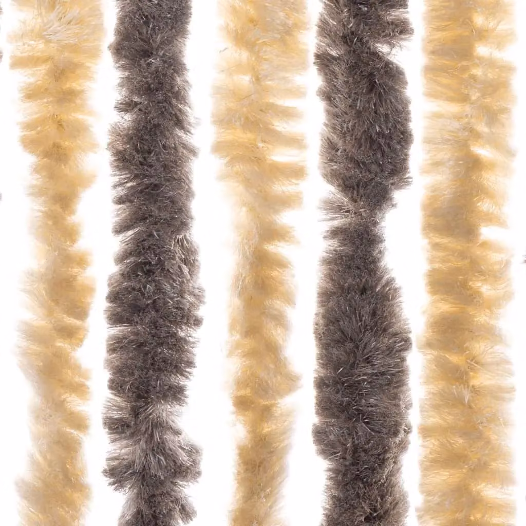 Berkfield Home Chenille Fly Curtain in Dark Brown and Beige, W: 56 cm, H: 200 cm – 4