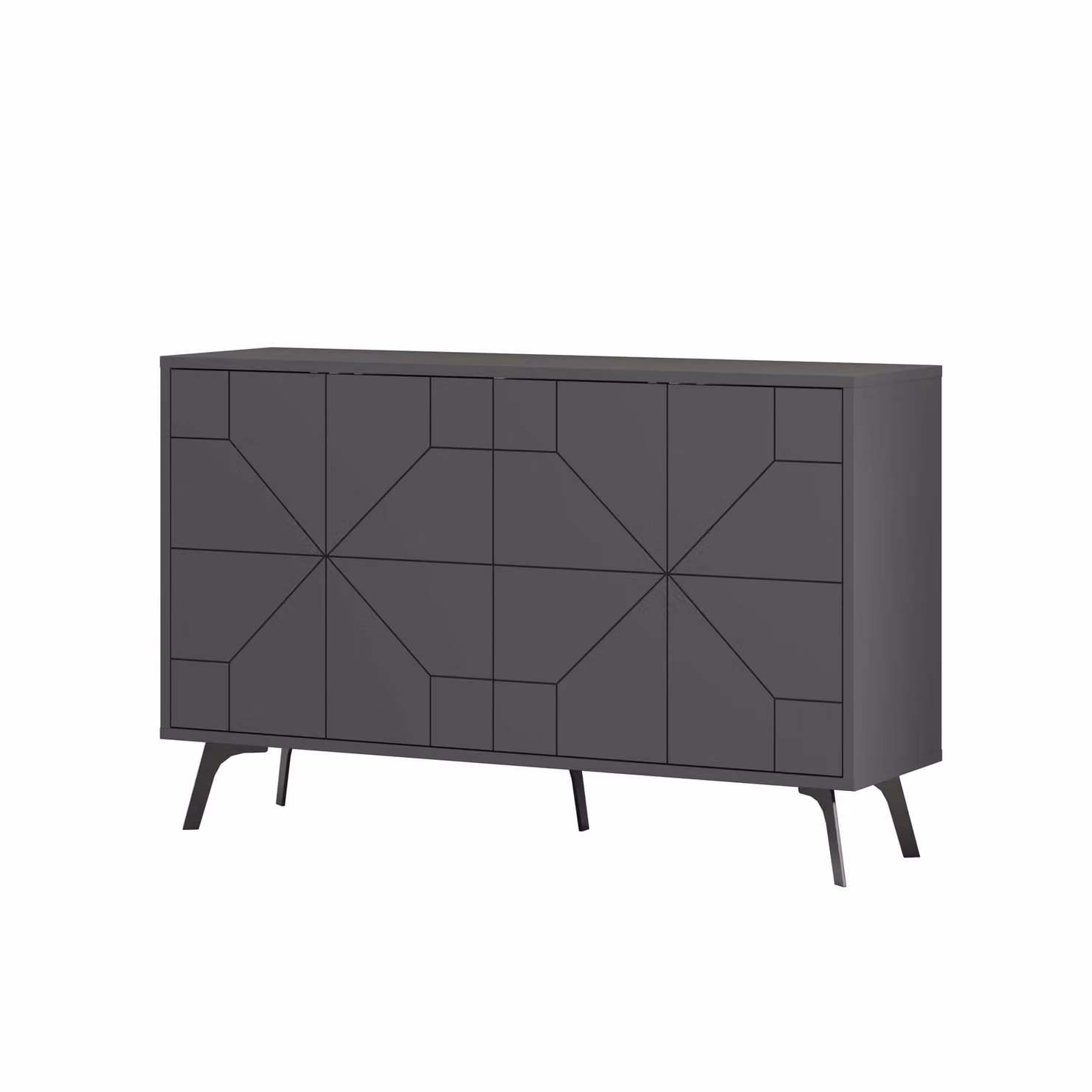 Decortie Dune Modern Four Door Sideboard in Anthracite Grey, W: 123 cm – 2