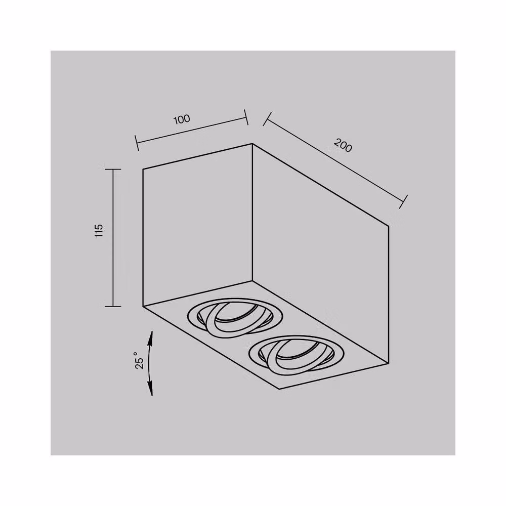 Netlighting Atom Black Surface Mounted Square Downlight with 2xGU10 Metal and Glass Construction – 2