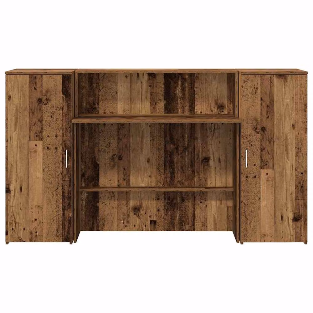 Berkfield Home Reception Desk in Brown Old Wood, W/D/H: 180 x 50 x 103.5 cm – 3