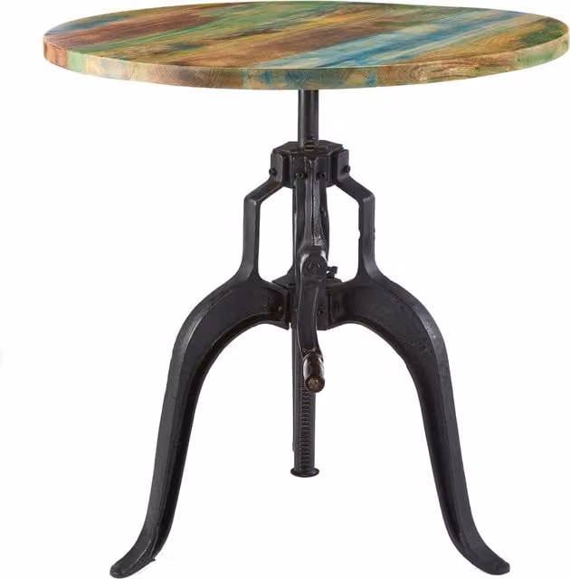 Elm Home And Garden Adjustable Height Round Mango Wood Dining Table in Brown