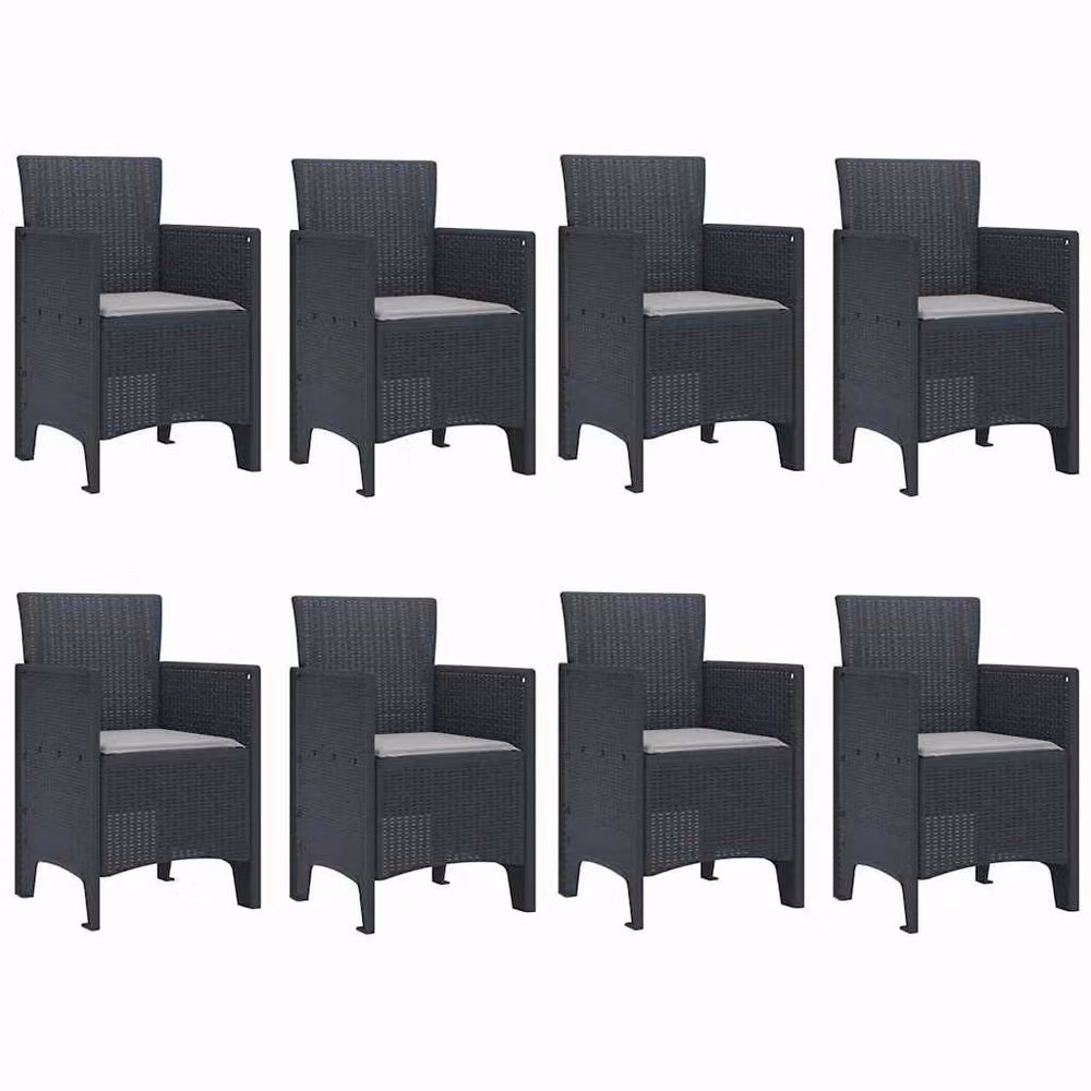 Berkfield Home Modern 9 Piece Garden Dining Set with Anthracite Cushions in Black Poly Rattan – 3