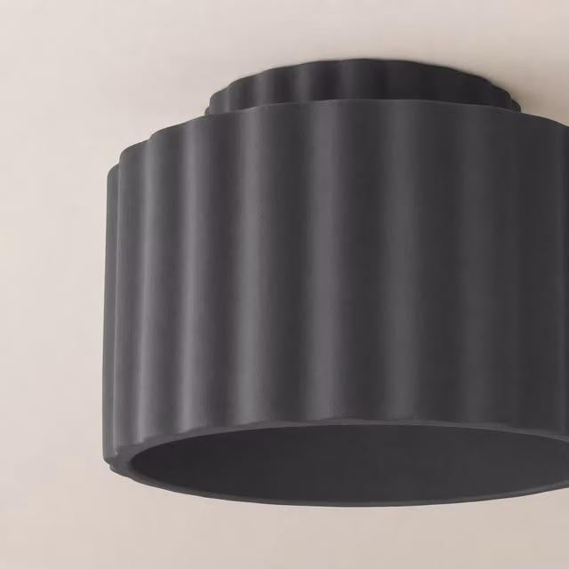 ValueLights Pablo Round Ceramic Flush Ceiling Light with Bulb in Blue – 1