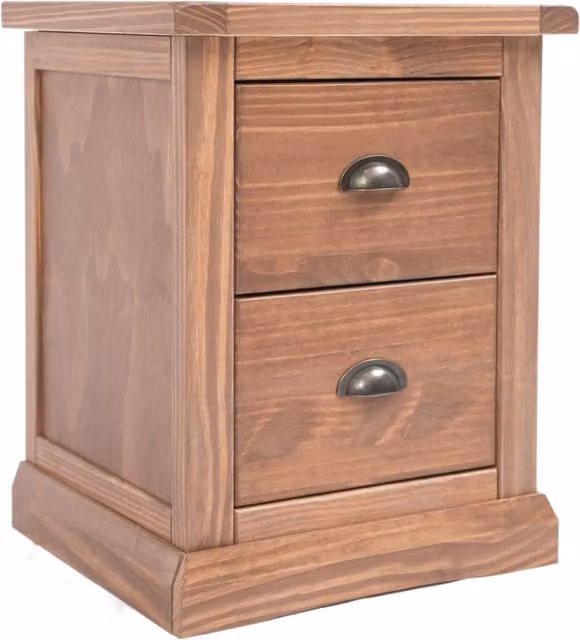 Cabinet Bits Tirolo 2 Drawer Bedside Cabinet in Brown with Gold Details