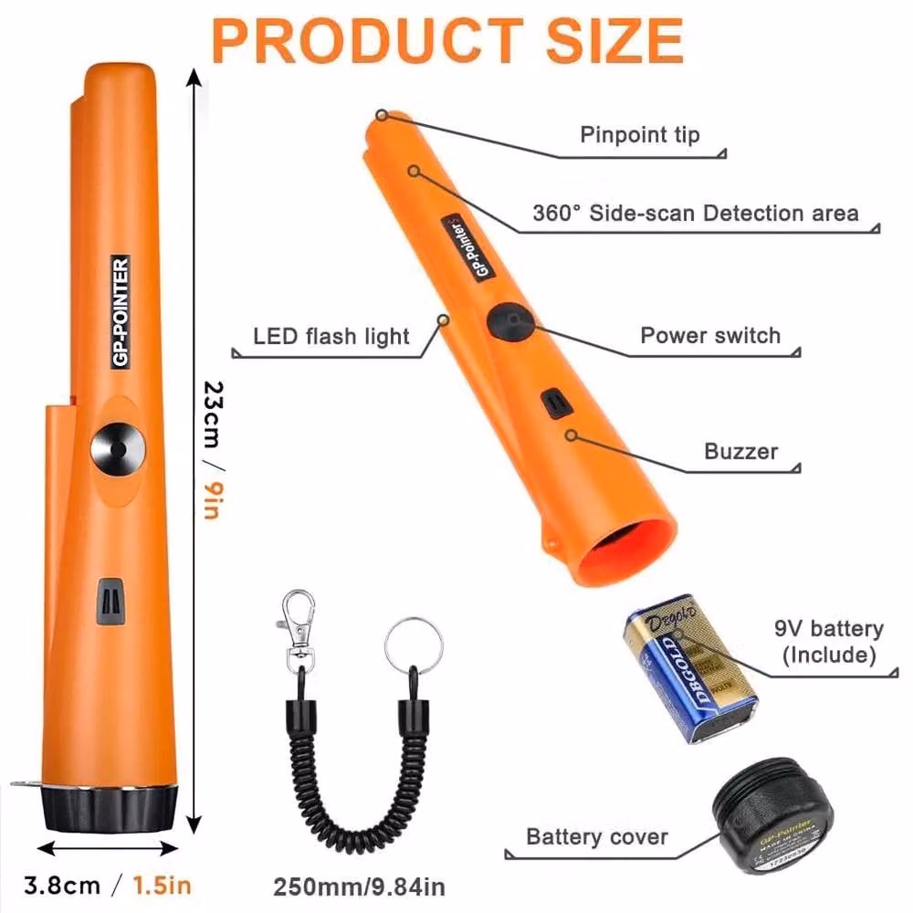 NESTLUNE Waterproof Handheld Pinpointer Metal Detector in Orange, W: 52 cm, H: 1000 cm – 2