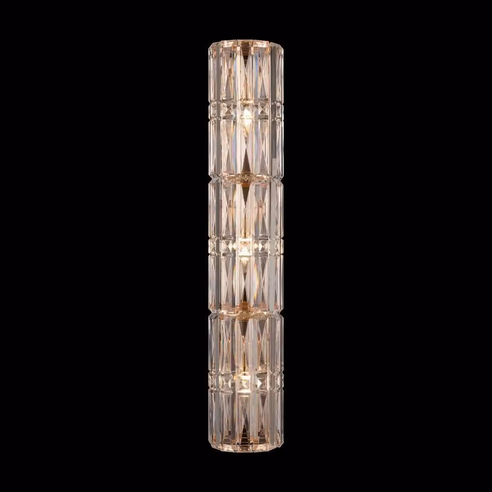 Maytoni Facet Classic 3 Light Wall Lamp in Gold/Brass with Crystal and Glass Details, E14 – 3