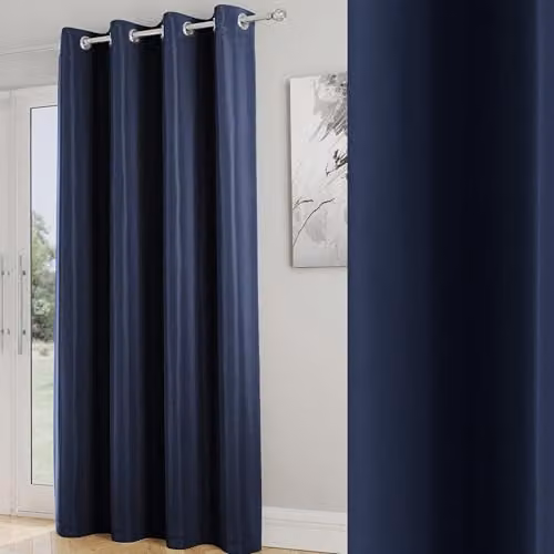 Enhanced Living Nightfall Plain Supersoft Navy Thermal Blackout Single Eyelet Door Curtain, Width: 168 cm, Height: 214 cm – 3