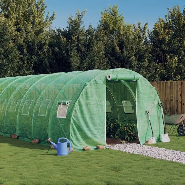 Berkfield Home Green Steel Frame Freestanding Greenhouse with W/D/H: 10 x 3 x 2 m