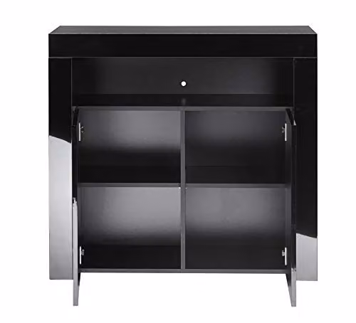 MMT Furniture Designs Ltd Moderna High Gloss Black Buffet Sideboard with Integrated LED Lighting, W: 90 cm – 5