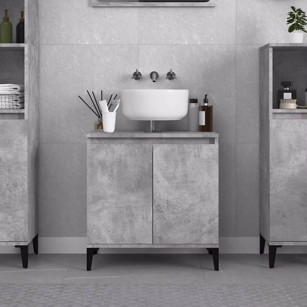 Berkfield Home Freestanding Bathroom Sink Cabinet in Concrete Grey, W/D/H: 58 x 33 x 60 cm – 2