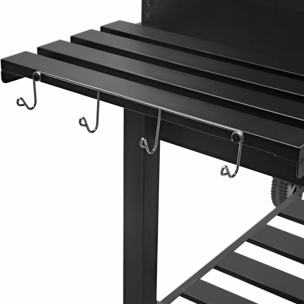 Monstershop XXL Offset Charcoal BBQ Smoker Grill in Black with Cast Iron and Steel Construction and Thermometer, W/D/H: 120 x 66.5 x 147 cm – 5