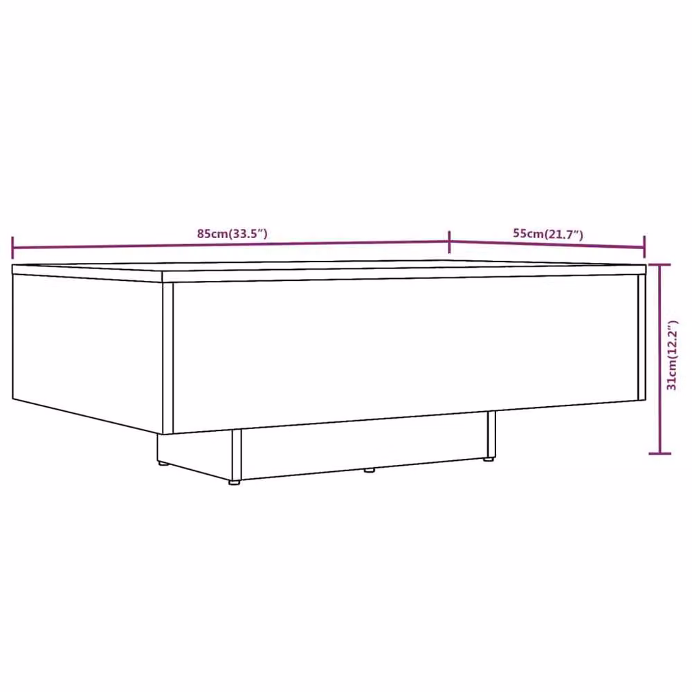 Berkfield Home Grey Sonoma Coffee Table, W: 85 cm, D: 55 cm, H: 31 cm – 2
