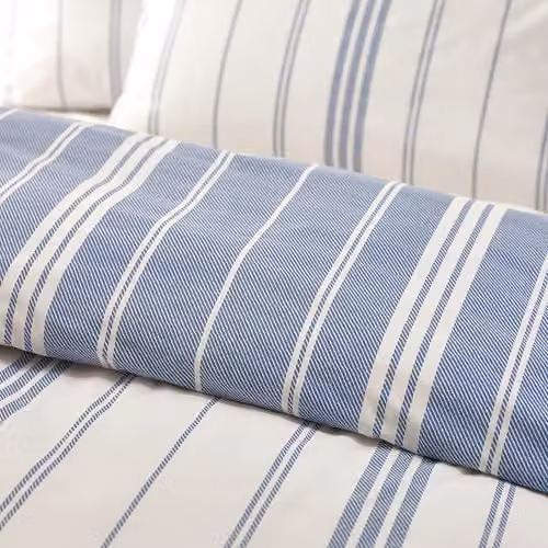 Catherine Lansfield Harbour Stripe Reversible Single Duvet Cover and Pillowcase Set in Blue, W/D/H: 135 x 200 cm and 50 x 75 cm – 2