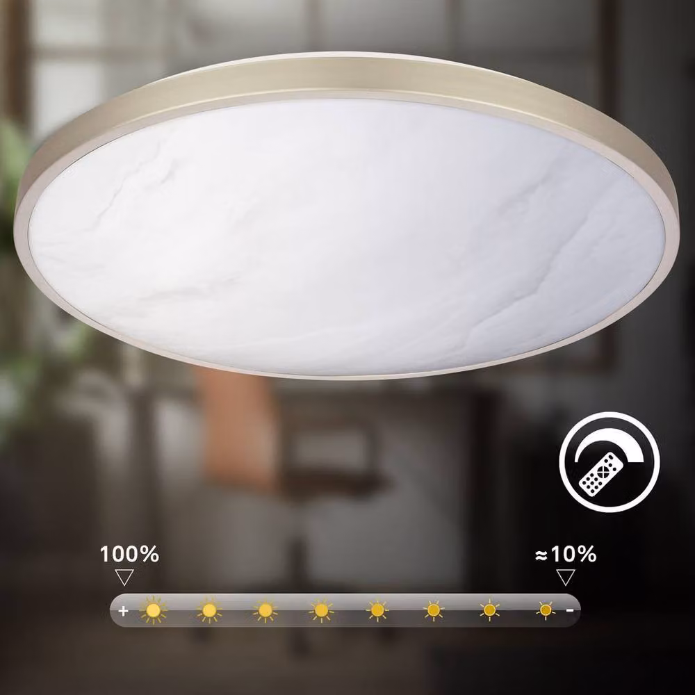 Briloner LED Ceiling Light with Alabaster Design, Dimmable and Remote Controlled, Silver, W/D/H: 38 x 38 x 7 cm – 4