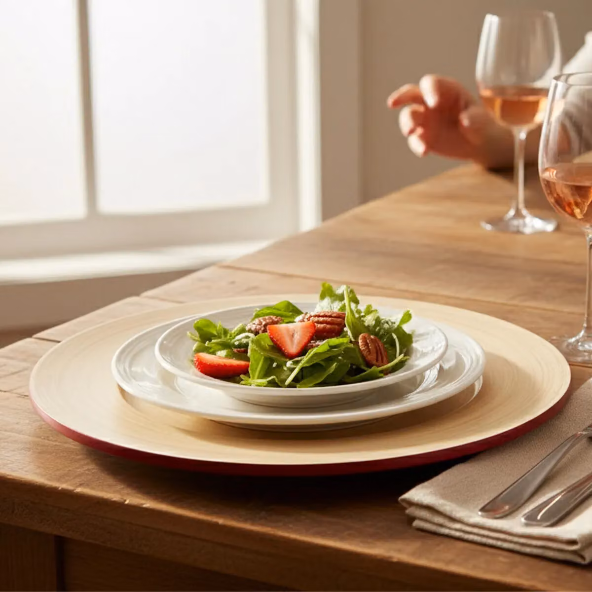 Orsina Kyoto Raspberry Serving Platter in Red and Pink Bamboo – 2