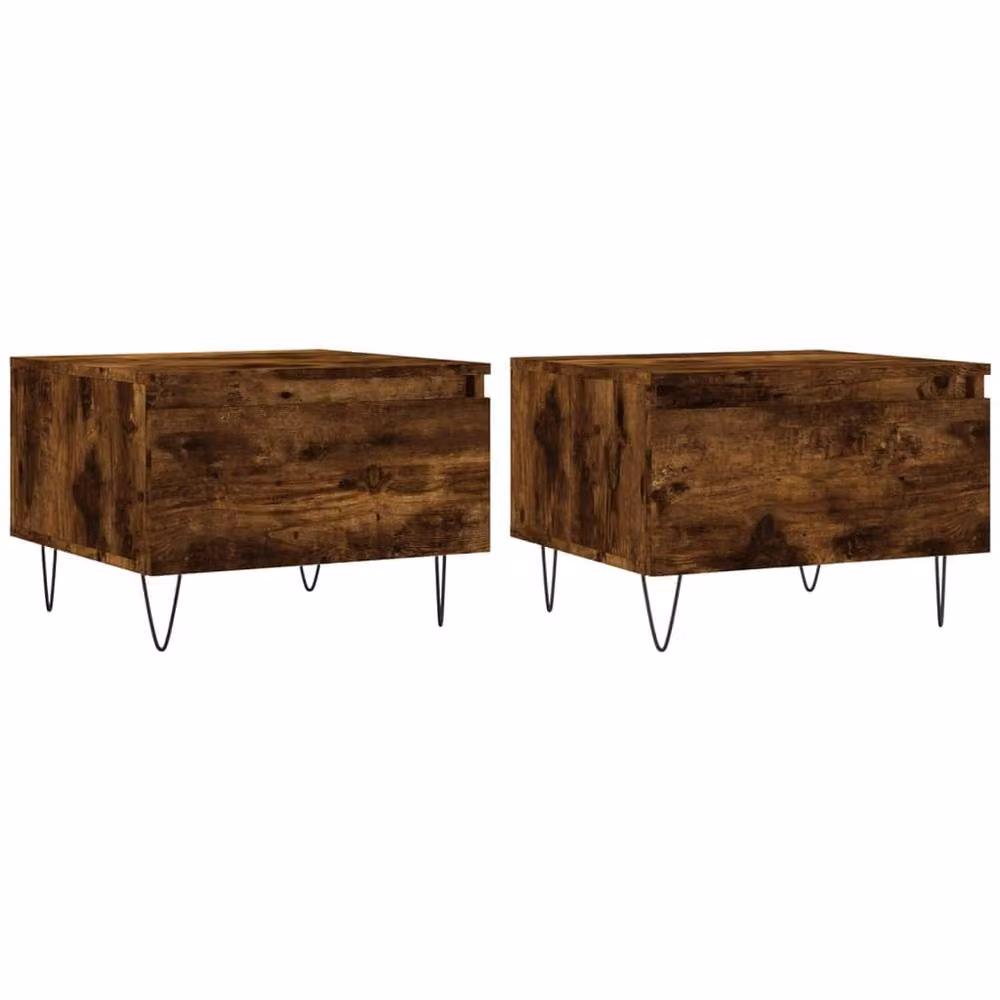 Berkfield Home Modern Nested Coffee Table Set of 2 in Smoked Oak Brown, W/D/H: 50 x 46 x 35 cm – 3
