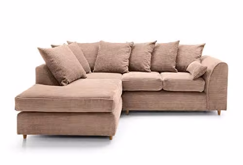 Abakus Direct Jumbo L-Shaped Corner Sofa in Brown, Left Facing, W/D/H: 212 x 164 x 78 cm – 2