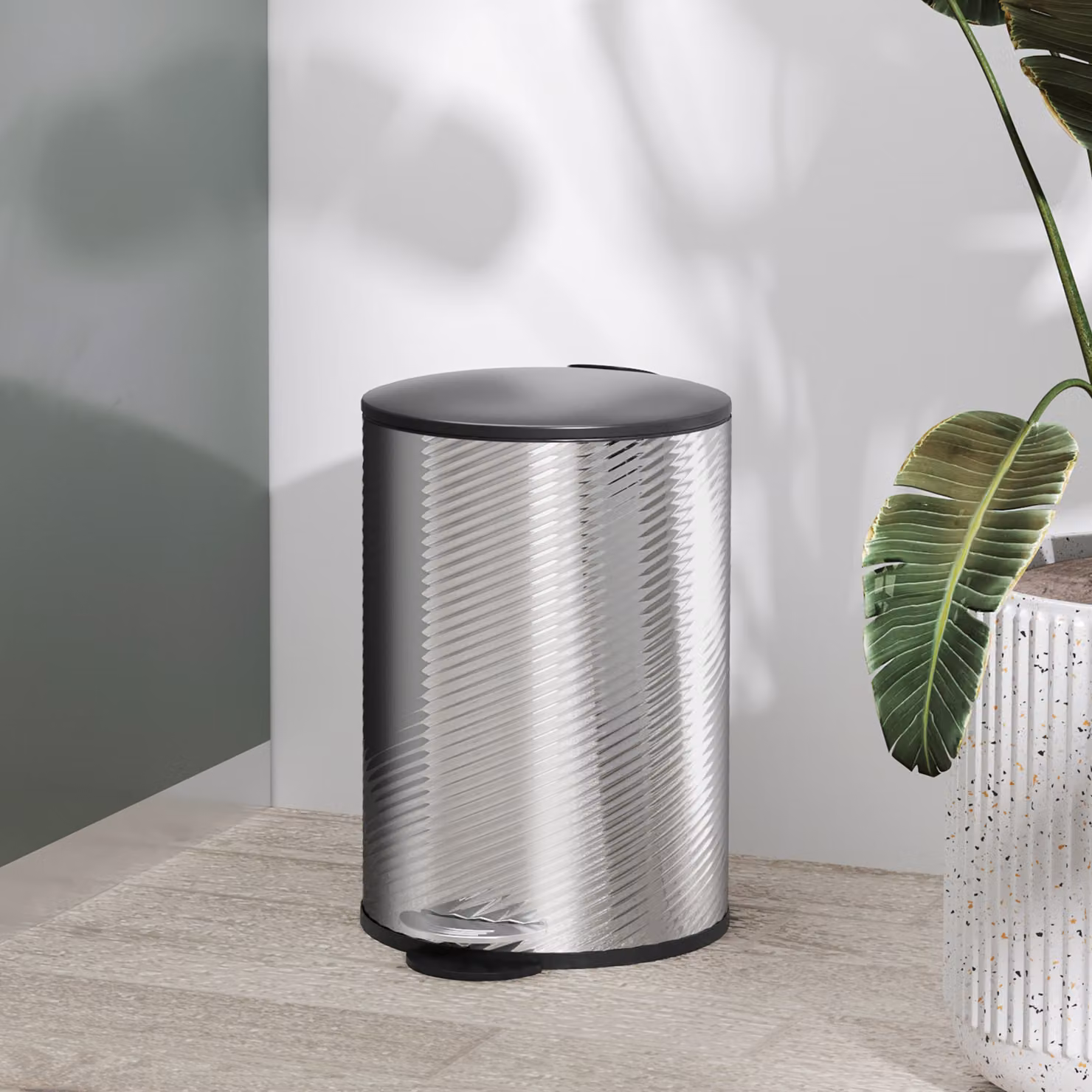 HOMCOM 20 Litre Stainless Steel Kitchen Pedal Bin in Silver with Soft-Close Lid and Fingerprint-Proof Finish – 2