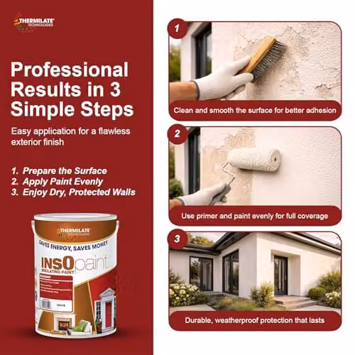 Thermilate Technologies Exterior Masonry Paint, Matt White, 5L – 6