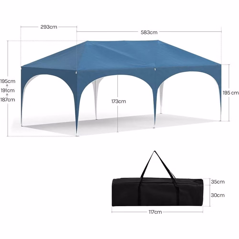 WOLTU Blue Metal Folding Gazebo with Hip Roof, W: 300 cm, D: 300 cm, H: 195 cm – 2