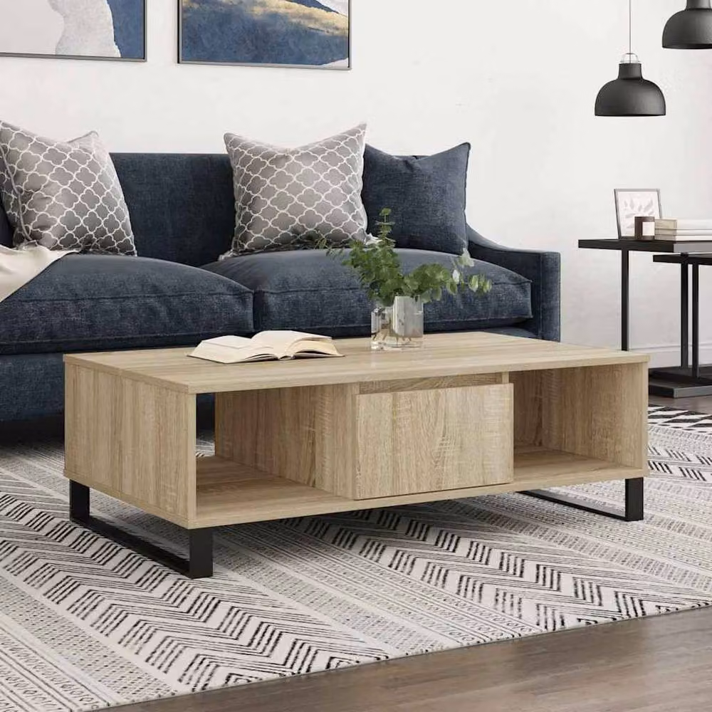 Berkfield Home Sonoma Oak Decorative Coffee Table in Light Brown, W/D/H: 104 x 60 x 35 cm – 2