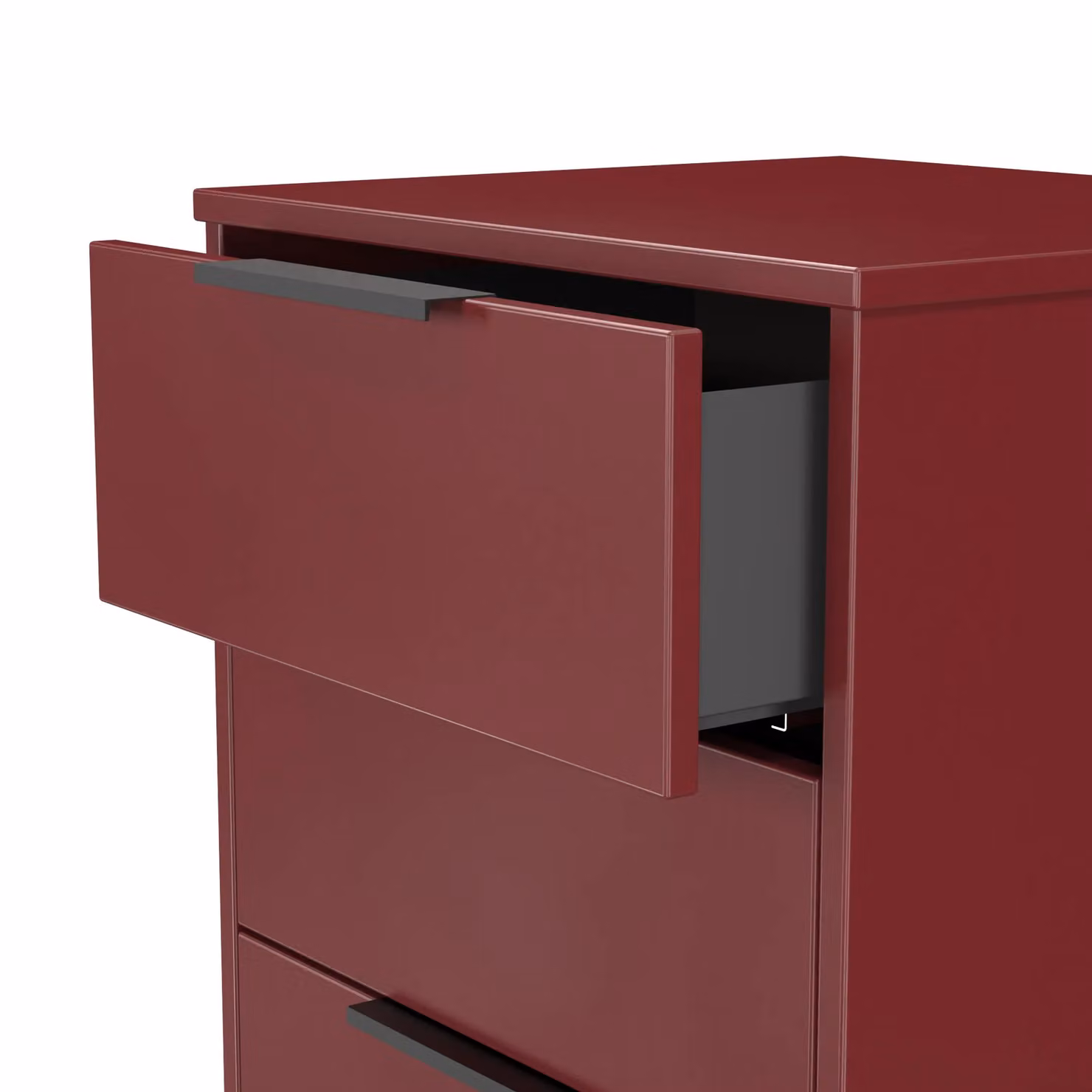 2 U Fuji 5 Drawer Tall Bedside Chest in Dark Red, Ready Assembled – 3