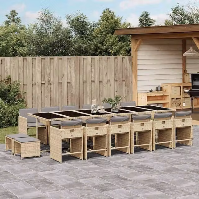 Berkfield Home Garden Dining Set in Beige, Grey and Black