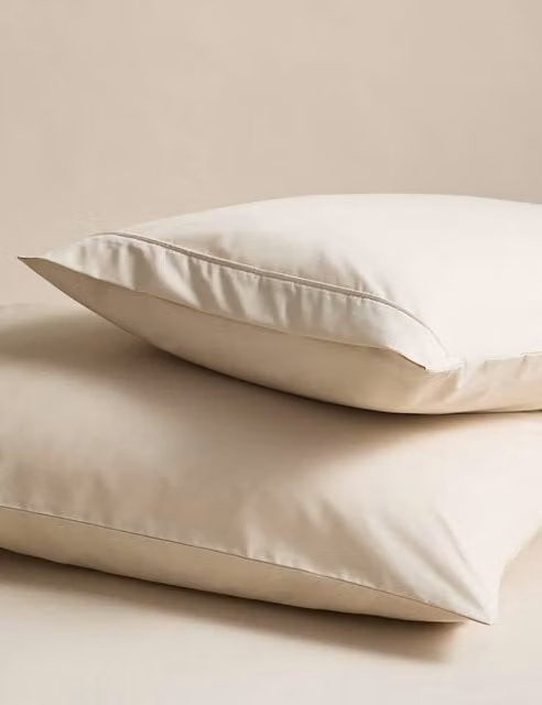 M&S 2 Pack Egyptian Cotton 230 Thread Count Percale Pillowcases in Beige