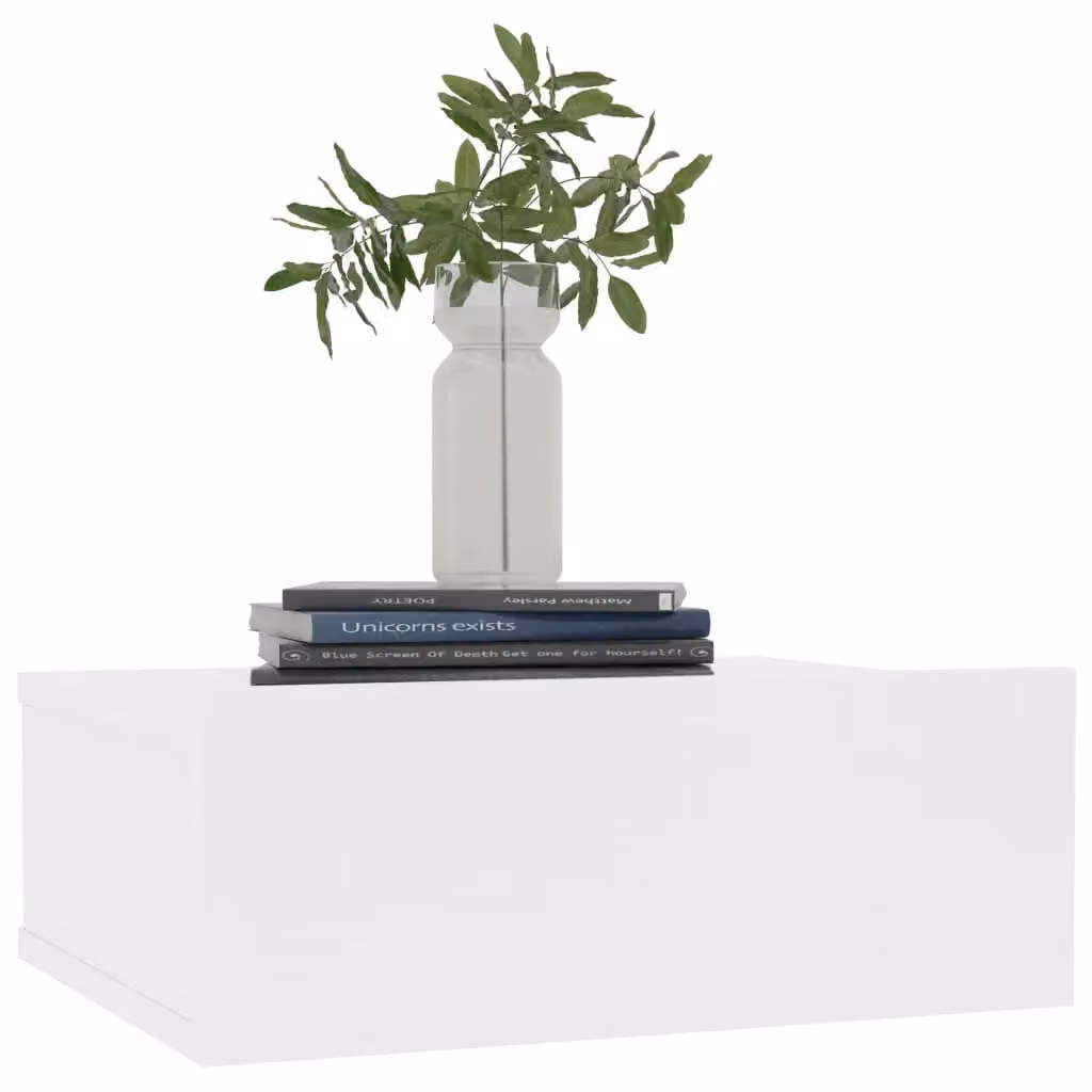 Berkfield Home Set of 2 White Floating Nightstands in Engineered Wood W/D/H: 40 x 30 x 15 cm – 2