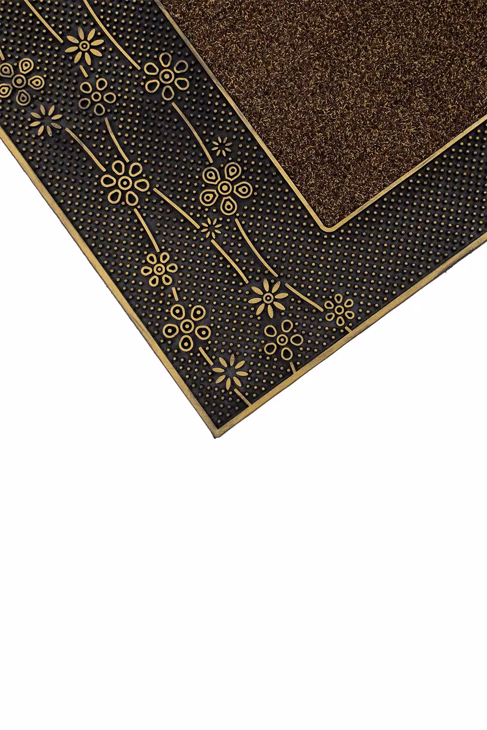 JVL Daisy Floral PVC Pin Scraper Doormat, Gold, W: 45 cm, D: 75 cm – 3