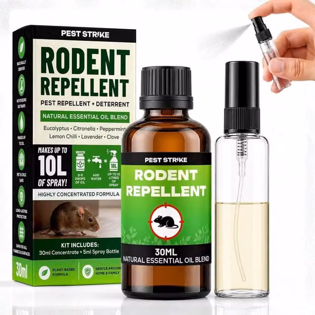 volila Essential Oil Rodent Repellent Spray Concentrate, 30ml (Makes 10L), Pet Safe, Clear – 1