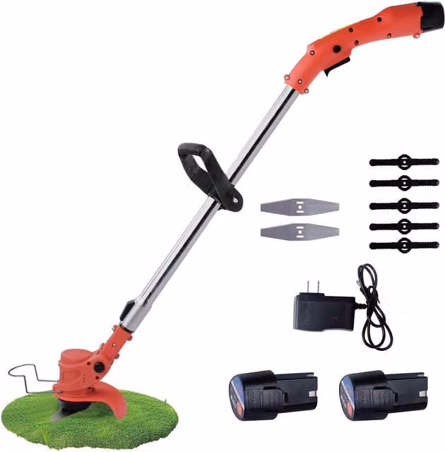 Groundlevel Orange Cordless Rechargeable Battery Garden Strimmer