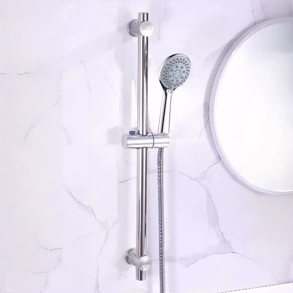 KORVIXA Adjustable Chrome Shower Riser Rail Kit with Slider Head in Silver, Height: 180 cm – 2