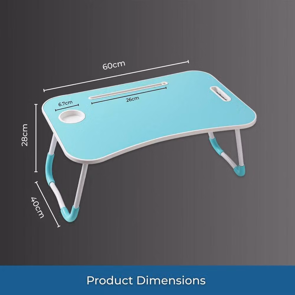 KORVIXA Foldable Portable Laptop Table for Bed or Sofa, Blue, W: 60 cm, D: 40 cm, H: 28 cm – 2