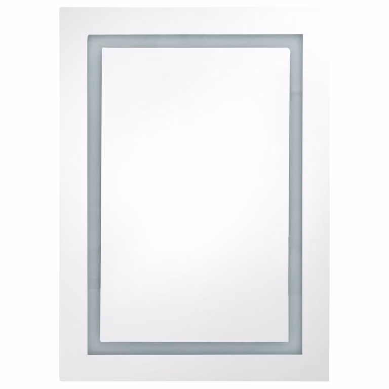Berkfield Home LED Bathroom Mirror Cabinet in White, W/D/H: 50 x 13 x 70 cm