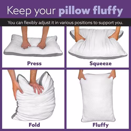 Aamira Luxury Shredded Memory Foam Orthopaedic Pillows 2 Pack with White Bamboo Covers, W/D/H: 70 x 45 cm – 5