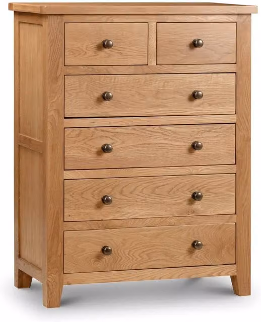 Cheshire Kingsley 4 + 2 Drawer Chest in Brown Oak